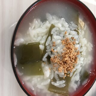 スープの残りで鶏粥